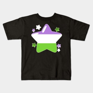 LGBTQ+ Pride Flag Stars - Genderqueer Kids T-Shirt